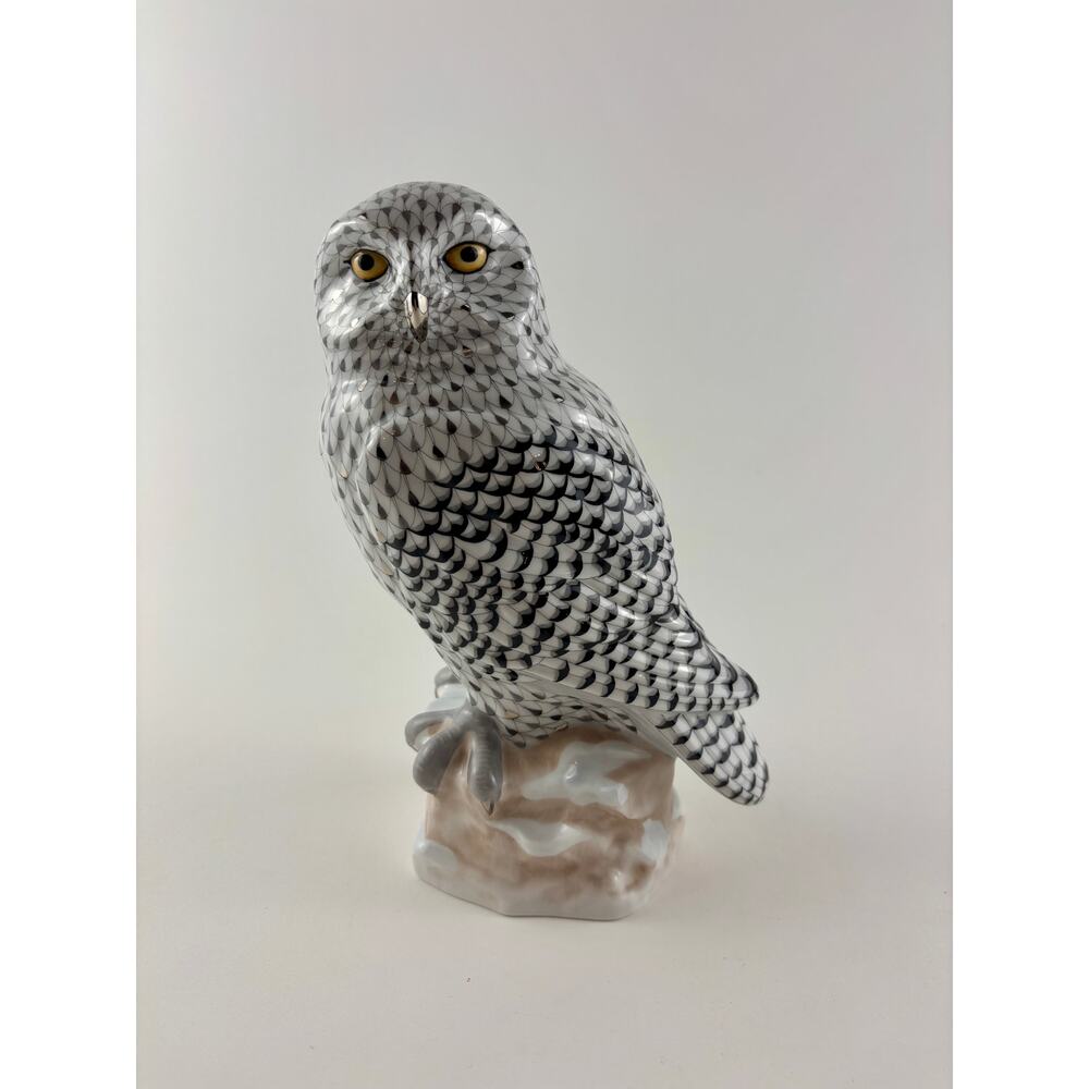 Herend Reserve Snowy Owl Figurine Hand Painted Porcelain 9.25” Large Limited Ed